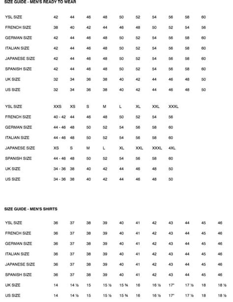 ysl jeans size guide.